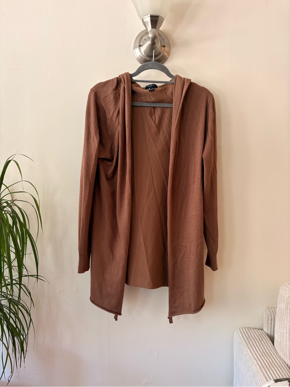 Forever 21 Men Rust Brown OpenKnit Hoodie